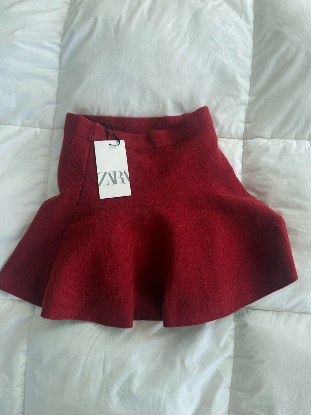 ZARA Deep Red Flared Skater Skirt
